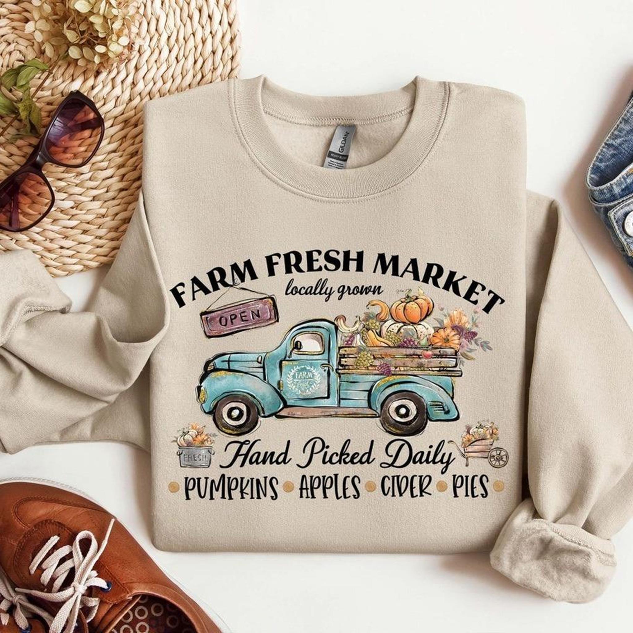 Farm Fresh Pumpkin Sweatshirt Fall Crewneck Sweatshirt Pumpkin Shirt Unisex