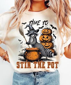 Funny Halloween shirt Raccoon Shirt Halloween Raccoon Shirt Funny Witch Shirt Feral Girl Halloween shirt On My Way to Stir the Pot tee